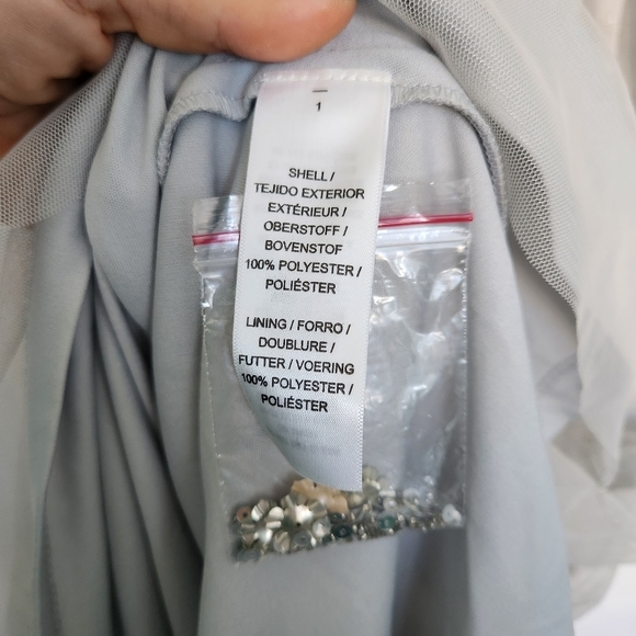 Anthropologie BHLDN GINNY SEQUIN FLOWER EMBELLISH TULLE MAXI DRESS GREY 10 - Picture 10 of 14